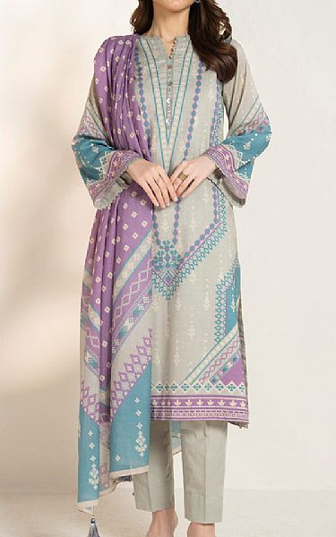 Alkaram Grey Lawn Suit | Pakistani Lawn Dress in USA- Image 1