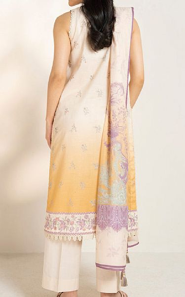Alkaram Off White/Light Orange Lawn Suit | Pakistani Lawn Dress in USA- Image 2