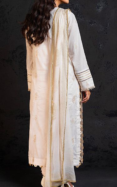 Alkaram White Lawn Suit | Pakistani Embroidered Chiffon Dresses- Image 2