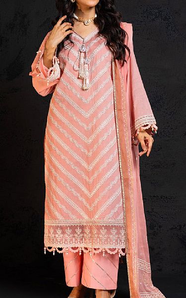Alkaram Pink Lawn Suit | Pakistani Embroidered Chiffon Dresses- Image 1