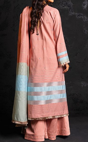 Alkaram Sweet Pink Yarn Dyed Suit (2 pcs) | Pakistani Embroidered Chiffon Dresses- Image 2