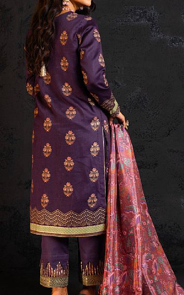 Alkaram Purple Cotton Suit (2 pcs) | Pakistani Embroidered Chiffon Dresses- Image 2