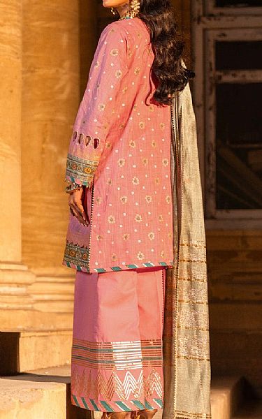 Alkaram Tea Pink Slub Suit | Pakistani Embroidered Chiffon Dresses- Image 2