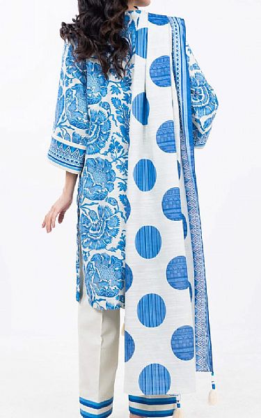 Alkaram Blue/Off White Khaddar Suit | Pakistani Winter Dresses in USA- Image 2
