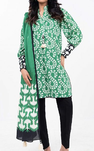 Alkaram Medium Sea Green Khaddar Suit | Pakistani Winter Dresses in USA- Image 1