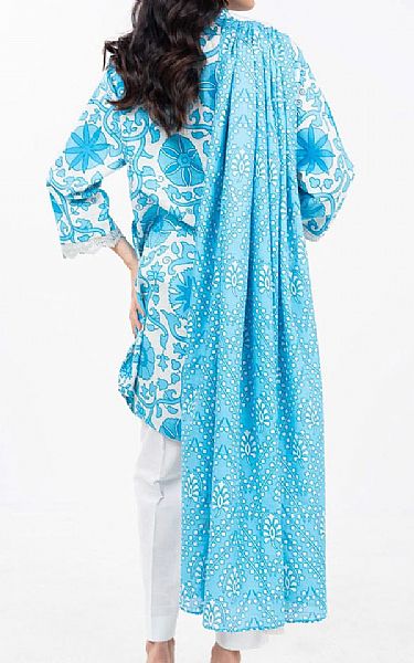 Alkaram Light Turquoise/White Khaddar Suit | Pakistani Winter Dresses in USA- Image 2