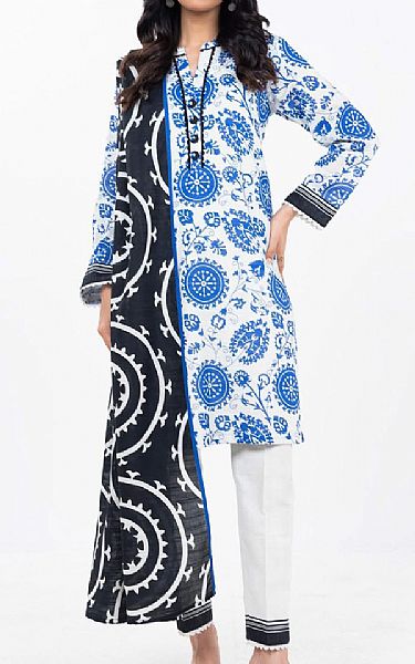 Alkaram White/Blue Khaddar Suit | Pakistani Winter Dresses in USA- Image 1