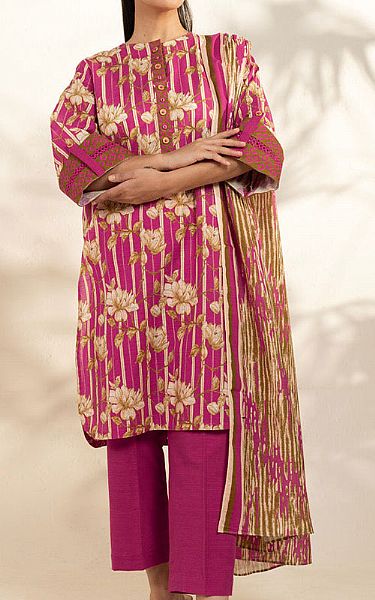Alkaram Hot Pink Khaddar Suit | Pakistani Winter Dresses in USA- Image 1
