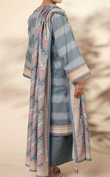 Alkaram Cadet Blue Khaddar Suit | Pakistani Winter Dresses in USA- Image 2
