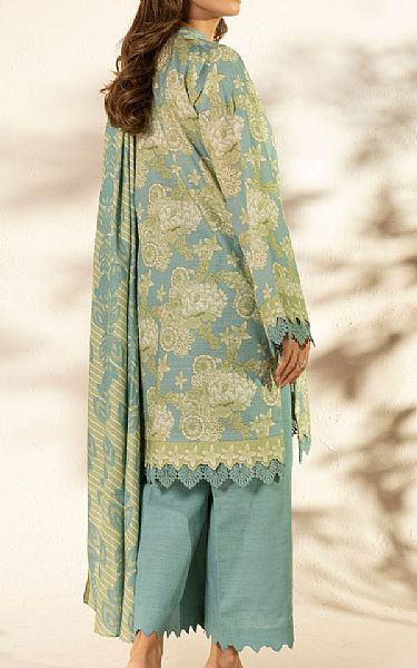 Alkaram Turquoise Khaddar Suit | Pakistani Winter Dresses in USA- Image 2