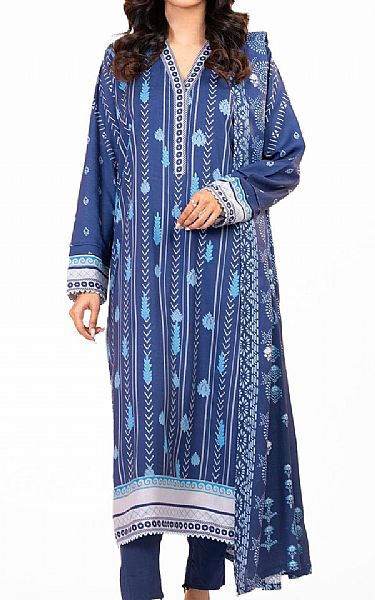 Alkaram Royal Blue Viscose Suit | Pakistani Winter Dresses- Image 1
