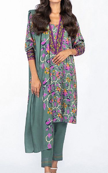 Alkaram Viridian Viscose Suit | Pakistani Dresses in USA- Image 1