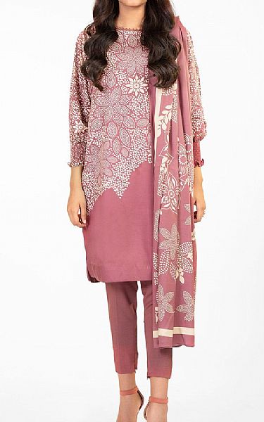 Alkaram Tea Pink Viscose Suit (2 Pcs) | Pakistani Winter Dresses- Image 1