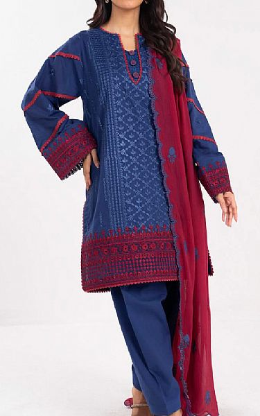 Alkaram Navy Blue Lawn Suit | Pakistani Lawn Dress in USA- Image 1