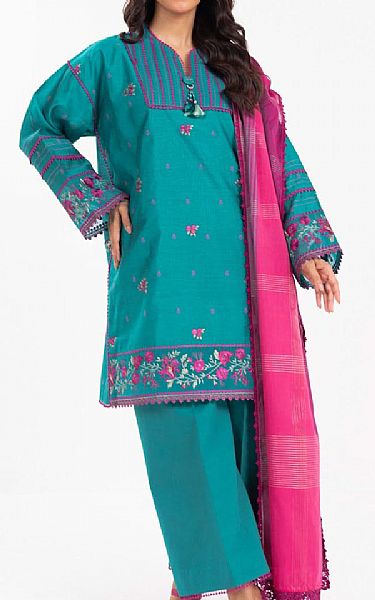 Alkaram Teal Jacquard Suit | Pakistani Lawn Dress in USA- Image 1