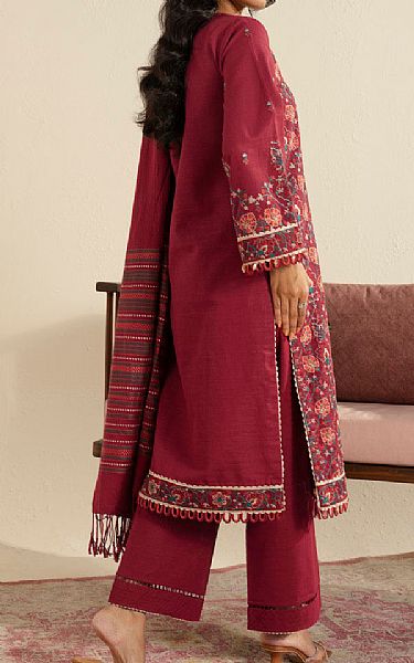 Alkaram Maroon Khaddar Suit | Pakistani Winter Dresses in USA- Image 2