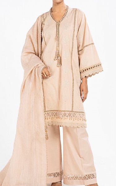 Alkaram Beige Lawn Suit | Pakistani Lawn Dress in USA- Image 1