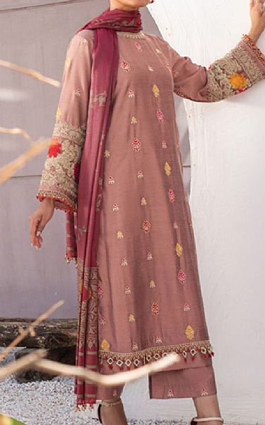 Alkaram Tea Pink Silk Suit | Pakistani Dresses in USA- Image 1