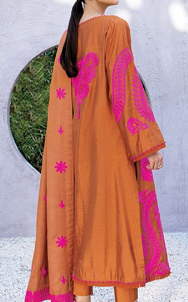 Alkaram Safety Orange Silk Suit (2 Pcs) | Pakistani Dresses in USA- Image 2