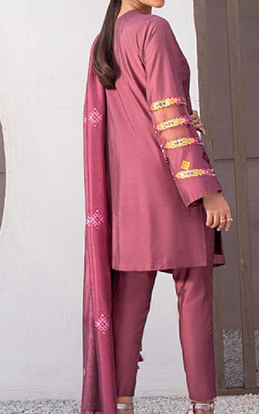 Alkaram Dark Pink Silk Suit | Pakistani Winter Dresses- Image 2