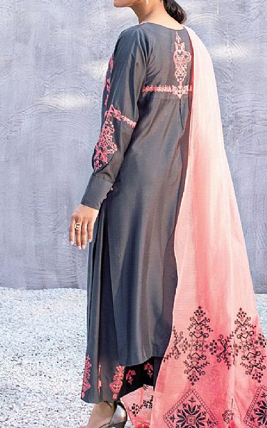 Alkaram Charcoal Silk Suit | Pakistani Winter Dresses- Image 2