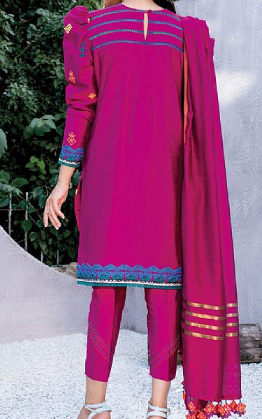 Alkaram Shocking Pink Silk Suit | Pakistani Winter Dresses- Image 2