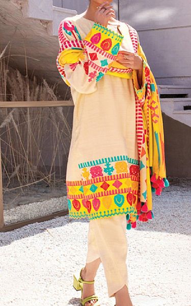 Alkaram Cream Khaddar Suit | Pakistani Winter Dresses- Image 1