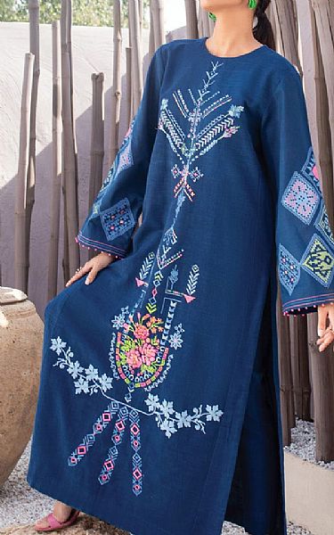 Alkaram Royal Blue Khaddar Suit (2 Pcs) | Pakistani Dresses in USA- Image 1