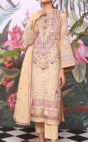 Alkaram Ivory Cotton Net Suit | Pakistani Dresses in USA- Image 1