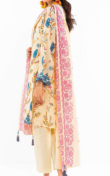 Alkaram Cream Lawn Suit | Pakistani Lawn Suits- Image 2