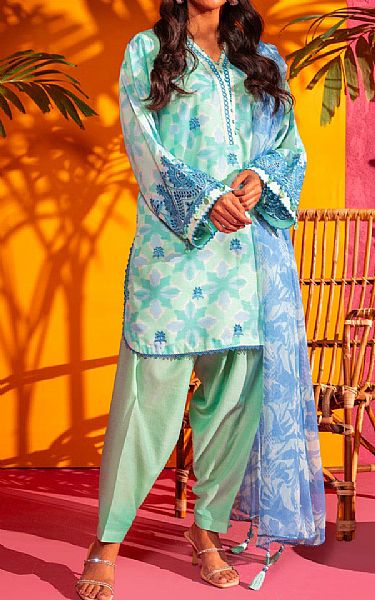 Alkaram Mint Green Lawn Suit | Pakistani Lawn Suits- Image 1