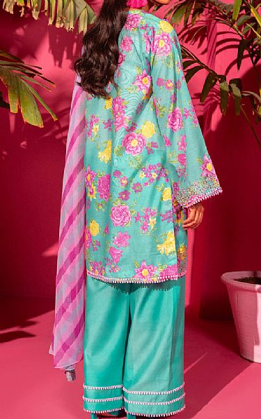 Alkaram Turquoise Lawn Suit | Pakistani Lawn Suits- Image 2