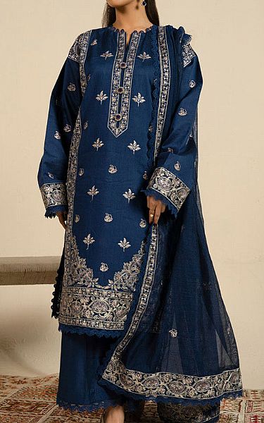 Alkaram Navy Blue Cotton Net Suit | Pakistani Lawn Dress in USA- Image 1