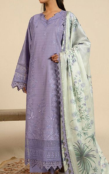 Alkaram Lavender Cotton Net Suit | Pakistani Lawn Dress in USA- Image 1