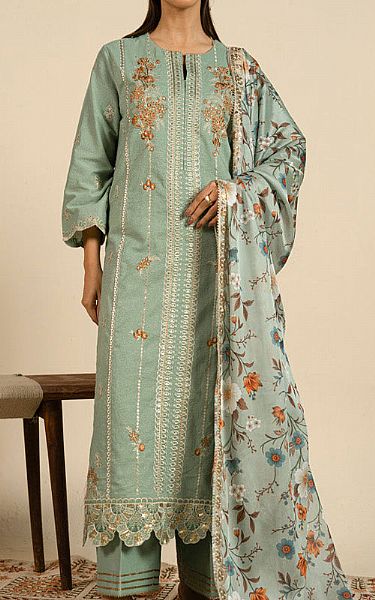 Alkaram Turquoise Jacquard Suit | Pakistani Lawn Dress in USA- Image 1