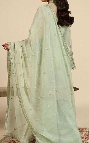 Alkaram Mint Green Organza Suit | Pakistani Embroidered Chiffon Dresses USA- Image 2