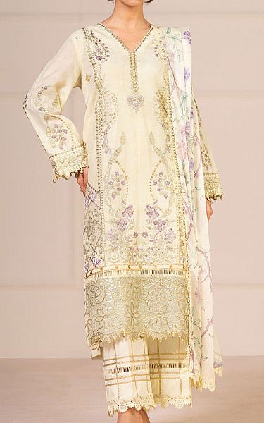 Alkaram Cream Jacquard Suit | Pakistani Lawn Dress in USA- Image 1