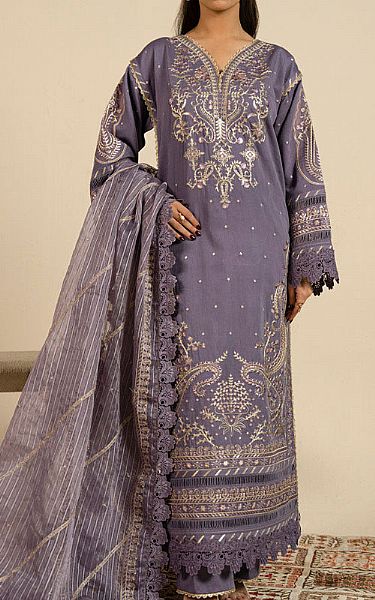 Alkaram Purple Cotton Satin Suit | Pakistani Lawn Dress in USA- Image 1