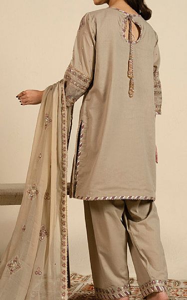 Alkaram Beige Lawn Suit | Pakistani Lawn Dress in USA- Image 2