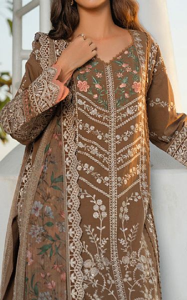 Alkaram Brown Swiss Voile Suit | Pakistani Lawn Dress in USA- Image 2