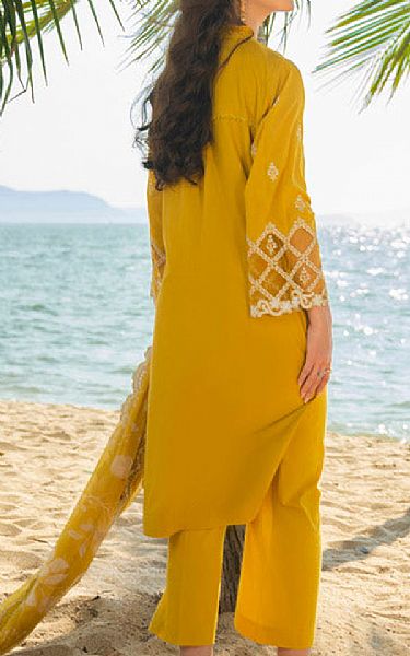 Alkaram Mustard Swiss Voile Suit | Pakistani Lawn Dress in USA- Image 2