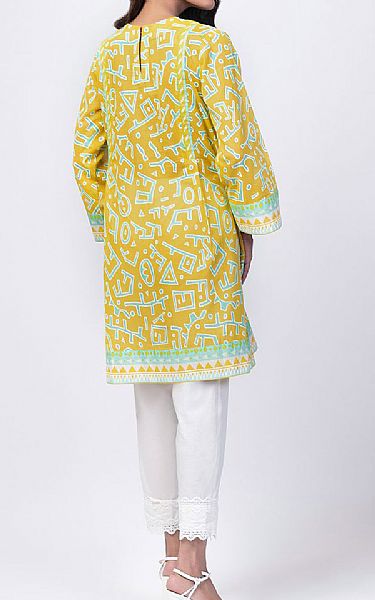 Alkaram Golden Yellow Lawn Kurti | Pakistani Dresses in USA- Image 2