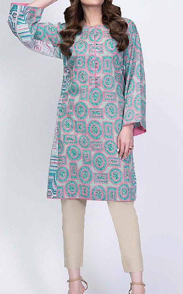 Alkaram Light Grey Lawn Kurti | Pakistani Dresses in USA- Image 1