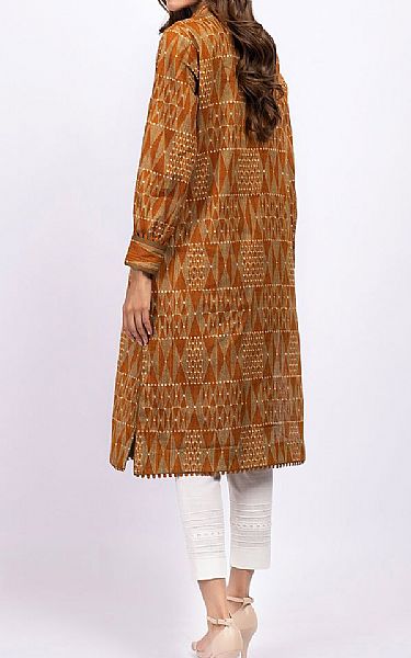 Alkaram Rust/Tan Khaddar Kurti | Pakistani Dresses in USA- Image 2