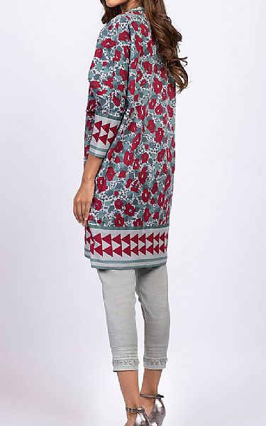 Alkaram Grey/Red Khaddar Kurti | Pakistani Dresses in USA- Image 2