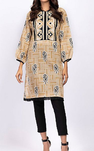 Alkaram Ivory Khaddar Kurti | Pakistani Dresses in USA- Image 1