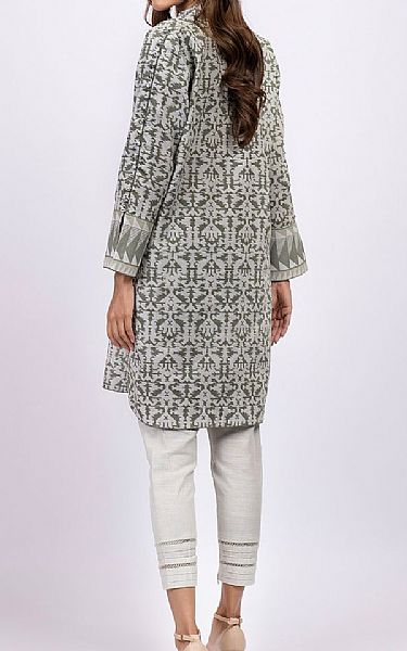 Alkaram Light Grey Khaddar Kurti | Pakistani Dresses in USA- Image 2