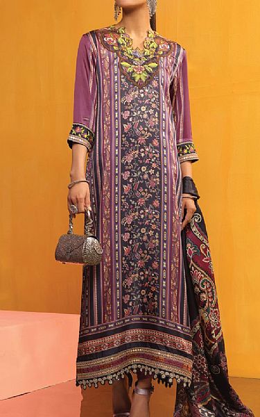 Alkaram Tea Rose Silk Suit | Pakistani Winter Dresses- Image 1