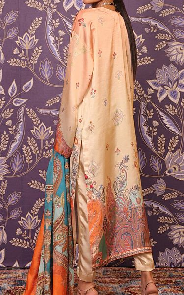 Alkaram Peach Silk Suit | Pakistani Winter Dresses- Image 2