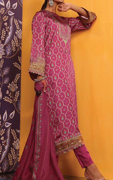 Alkaram Hot Pink Silk Suit | Pakistani Dresses in USA- Image 1